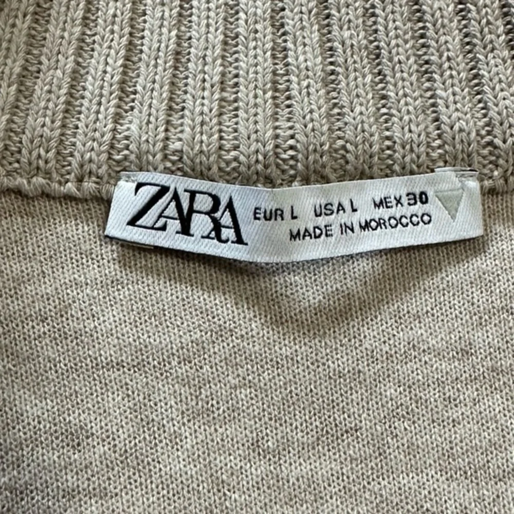 Women’s Zara Creme Ribbed 1/4 Zip Sweater Size Large - Picture 5 of 6